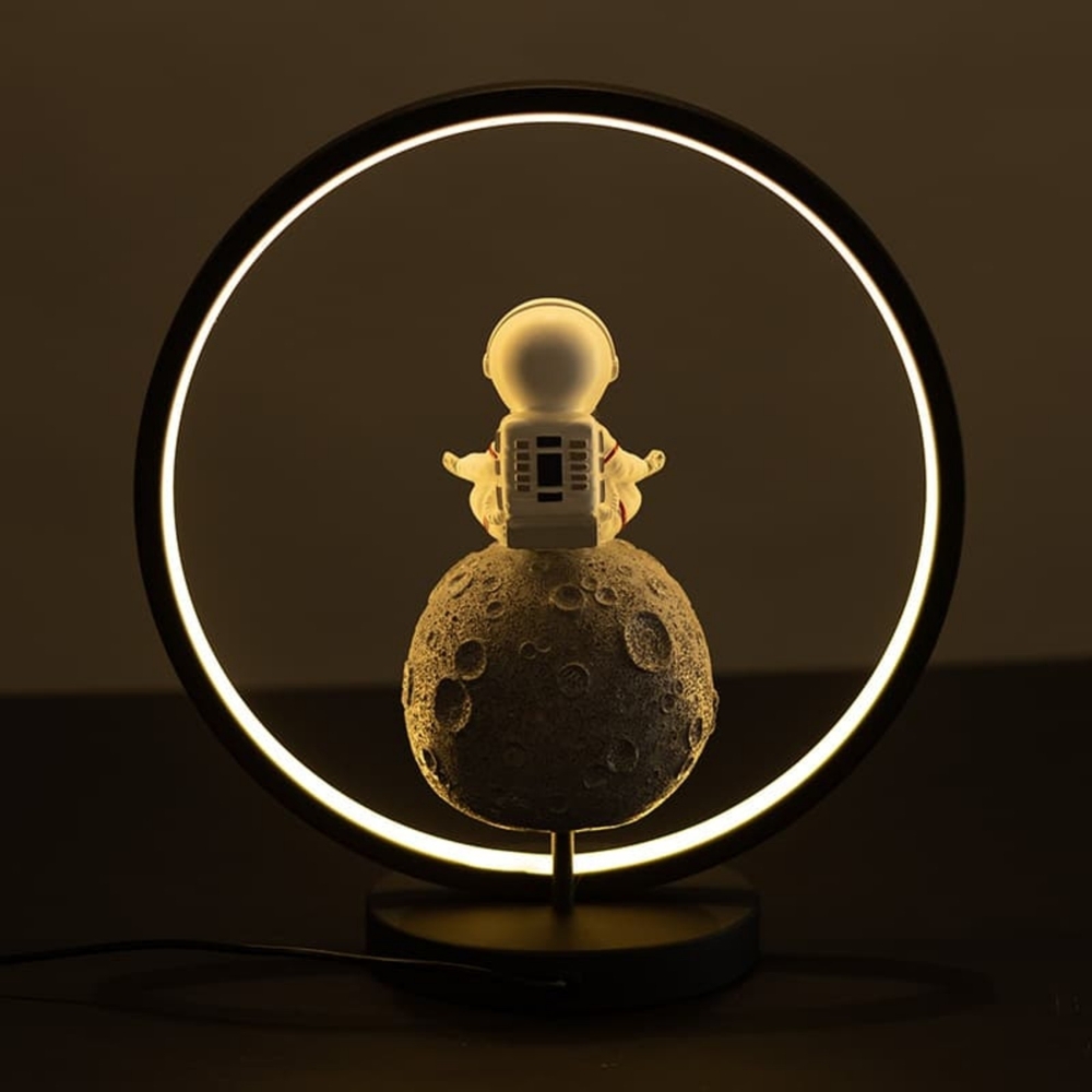 Cracker Barrel Astronaut Moon Lamp - Black and White